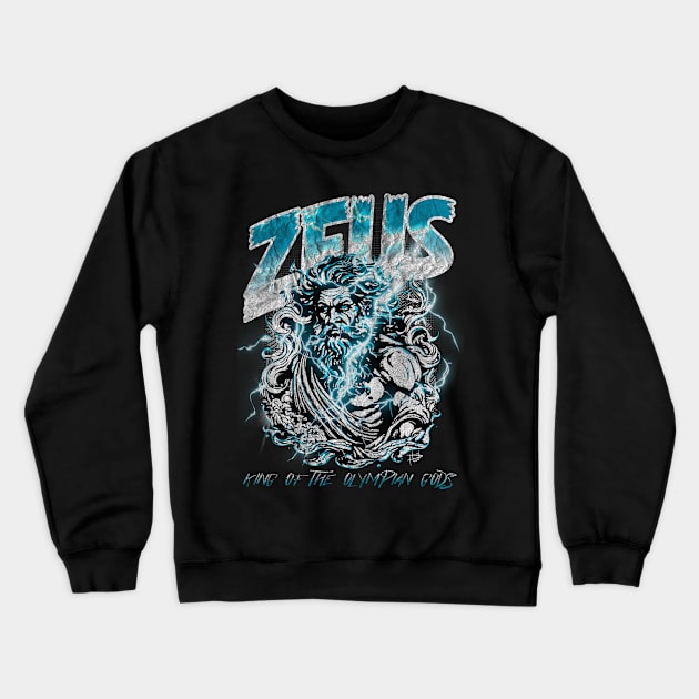 Zeus comic book style grunge design Crewneck Sweatshirt by NUNEZ CREATIONS